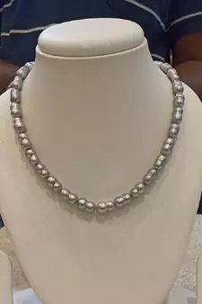 Grey pearl necklaces