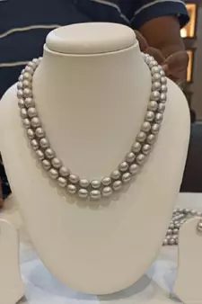 Grey pearl necklaces