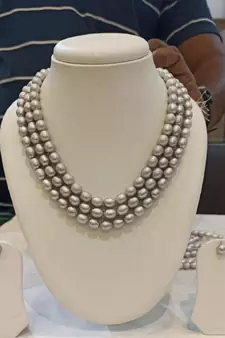 Grey pearl necklaces