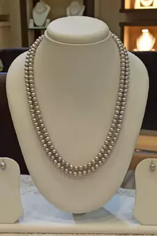 Grey pearl necklaces