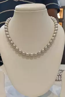 Grey pearl necklaces