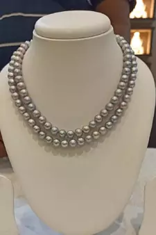 Grey pearl necklaces