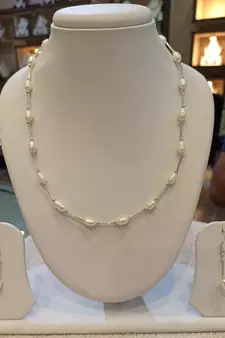 White pearl necklaces