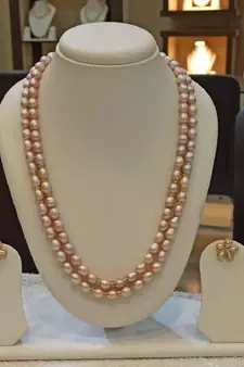 Pink pearl necklaces