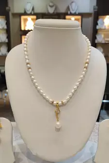 White pearl necklaces