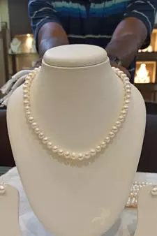 White pearl necklaces