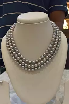 Grey pearl necklaces