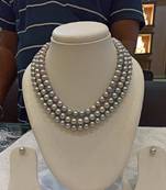 Grey pearl necklaces