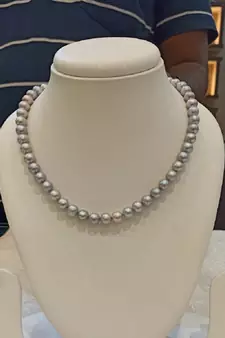 Grey pearl necklaces