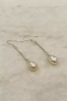 White pearl earrings