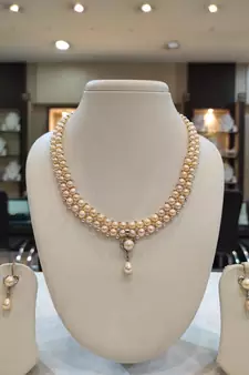 Pink pearl necklaces