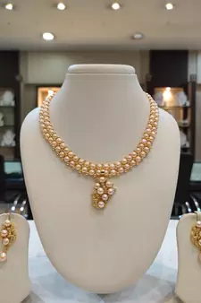Pink pearl necklaces
