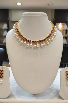 Pink pearl necklaces