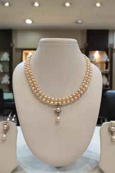 Pink pearl necklaces