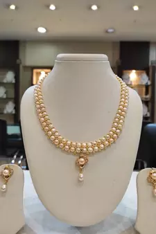 Pink pearl necklaces
