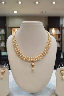 Pink pearl necklaces