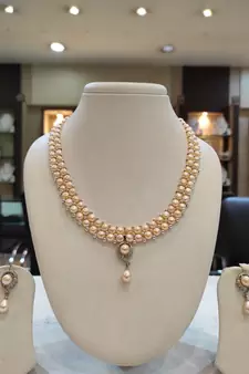 Pink pearl necklaces