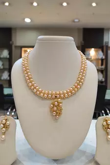Pink pearl necklaces