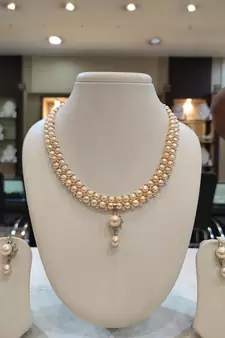 Pink pearl necklaces