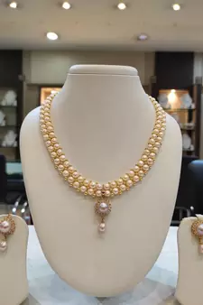 Pink pearl necklaces