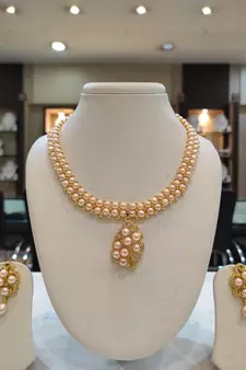 Pink pearl necklaces