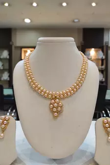 Pink pearl necklaces