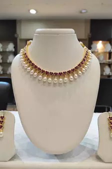 Pink pearl necklaces