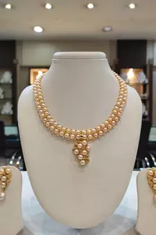 Pink pearl necklaces