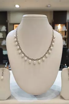 White pearl necklaces