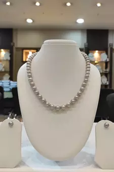 Grey pearl necklaces