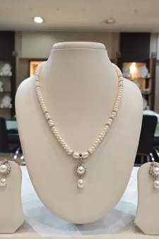 White pearl necklaces