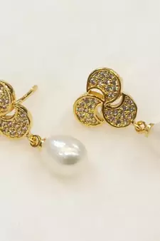 White pearl earrings