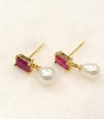 Pink pearl earrings