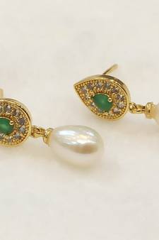 Green pearl earrings