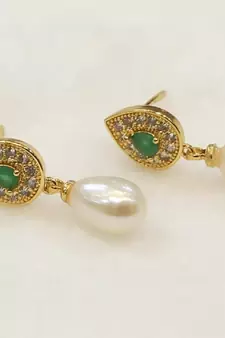 Green pearl earrings