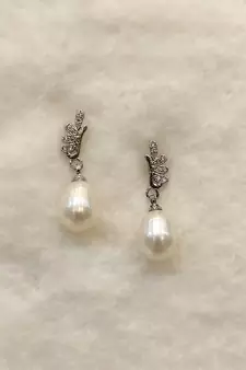 White pearl earrings