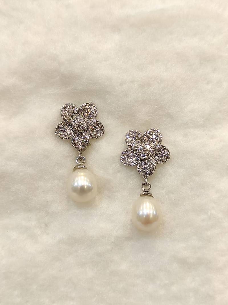 White pearl earrings