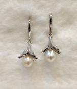 White pearl earrings