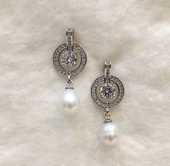 White pearl earrings 1