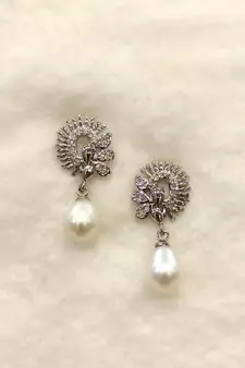 White pearl earrings