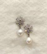White pearl earrings