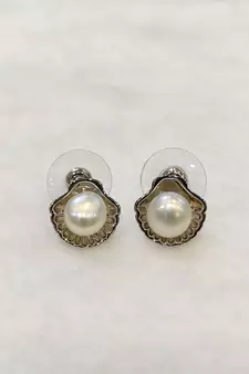 White pearl earrings