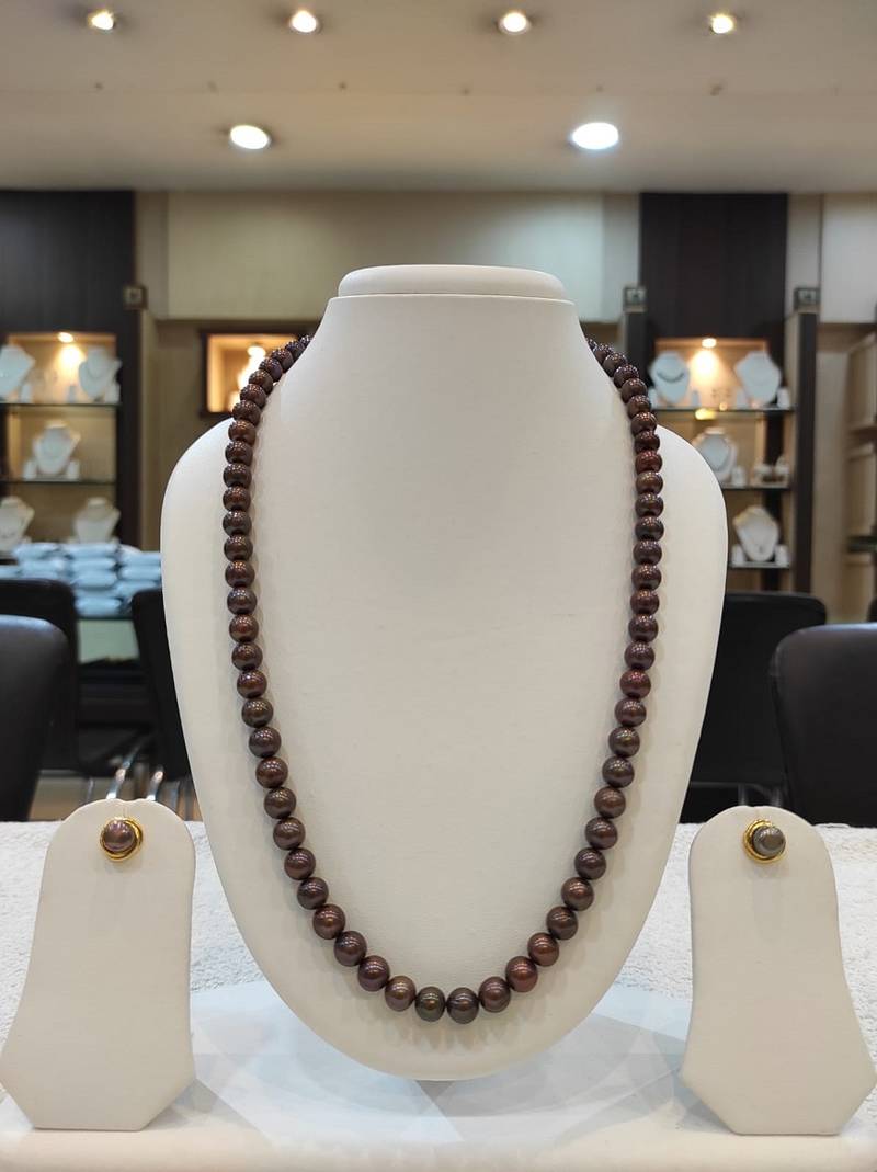 Brown pearl necklaces