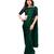 Dark green plain lycra saree with blouse