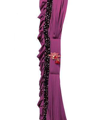 Magenta plain lycra saree with blouse 5