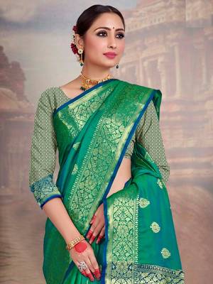 skyblue Wedding And Festival Banarasi Saree 2