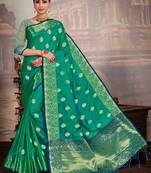 skyblue Wedding And Festival Banarasi Saree