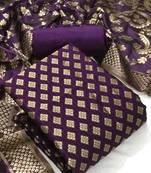  Wine Banarasi silk Unstitched dress material