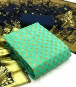 Sea green Banarasi silk Unstitched dress material