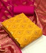  Mustard Banarasi silk Unstitched dress material